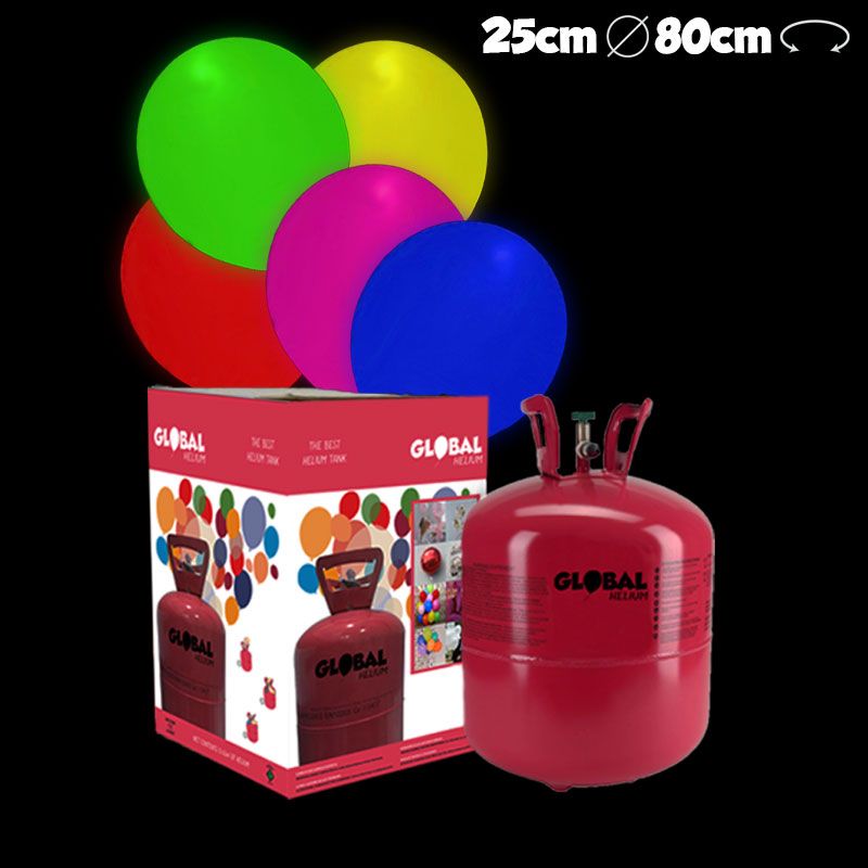 Botella de Helio Grande con 50 Globos Led