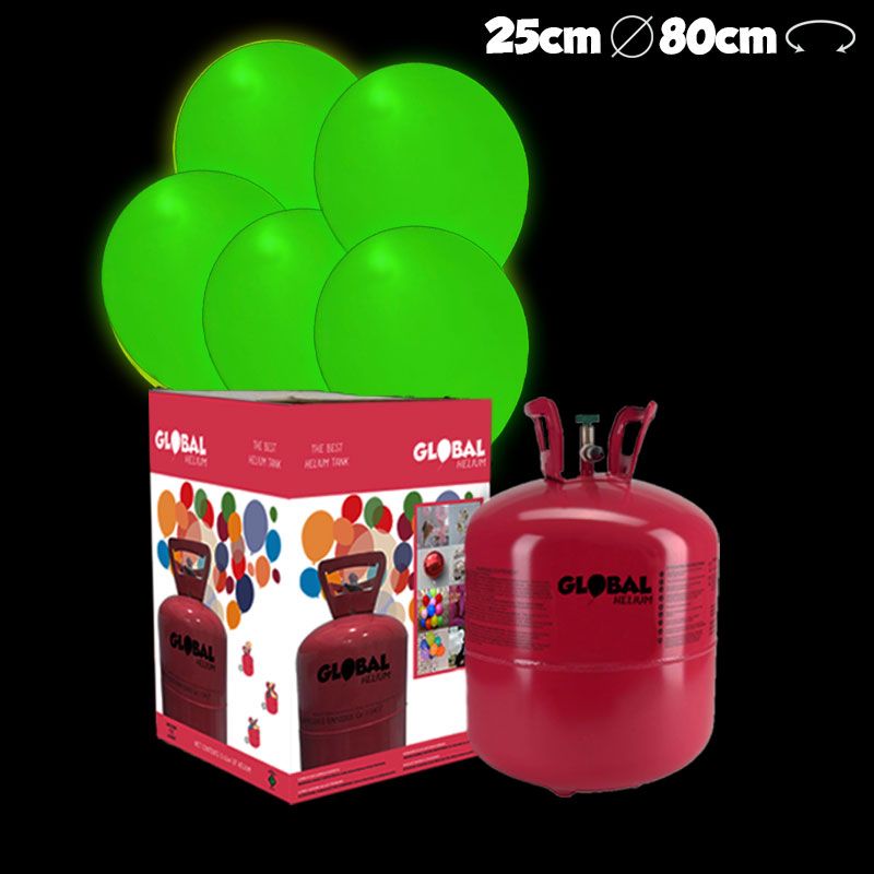 Botella de Helio Grande con 50 Globos Led