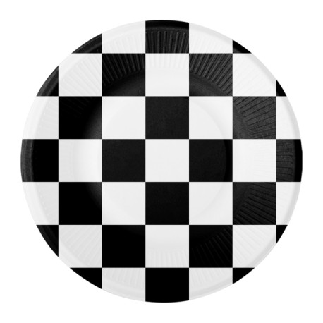 8 Platos Blanco y Negro 18 cm