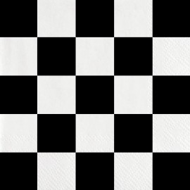 18 Servilletas Blanco y Negro 33 cm